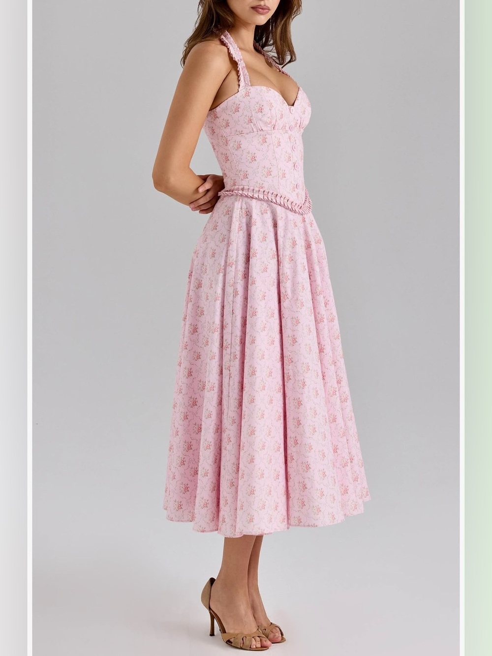 House of CB Georgie Pink Halter Midi Dress XS Bigger Cup D-E